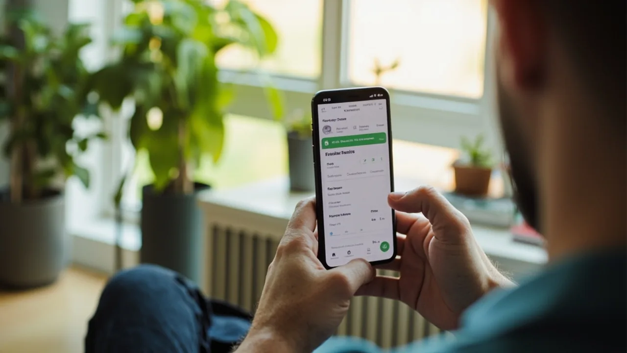 Person using fantasy lineup builder on phone in bright daytime